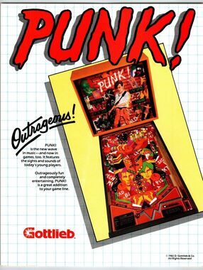 Punk Pinball FLYER Original Rock Music Theme Artwork Sheet New Wave Retro 1982